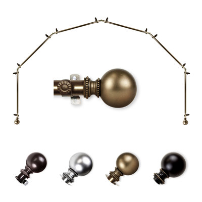 Adjustable 0.81" Bay Window Single Curtain Rod