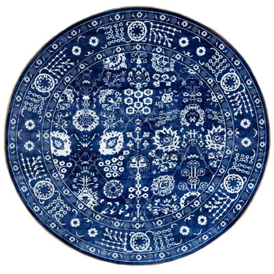 Fata One-of-a-Kind 14' New Age Round Area Rug in Blue