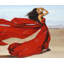 «Woman in Long Red Dress - Beige», reproduction encadrée avec passe-partout