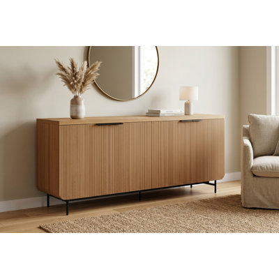 Solid Wood Sideboard Cabinet TV Console Natural Pine Wood