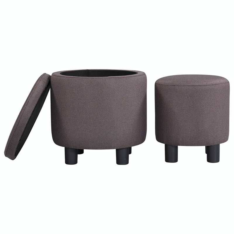 Jazleen Upholstered Ottoman, Brown Carbon Fiber