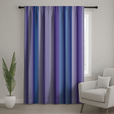 Blue Purple Stripes Window Curtains, Stripes Sheer & Blockout Curtains - 1 Panel