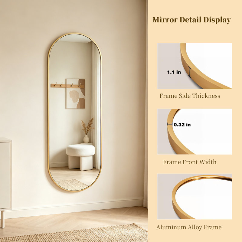 Oval Leaning Mirror, 65" H x 22" W