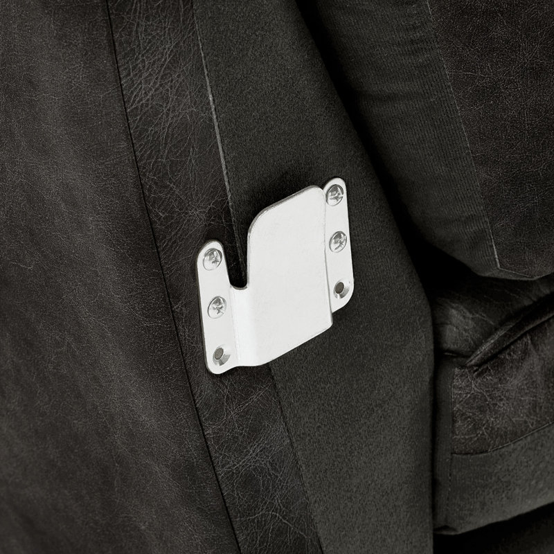Canapé modulaire en cuir Oxford 6 pièces Hewett, Cuir véritable noir