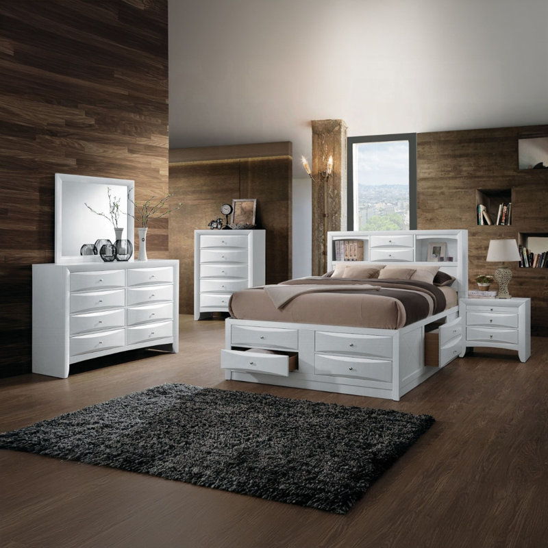 Ensemble de chambre à coucher 6 pièces Kerlynn, Queen, Blanc