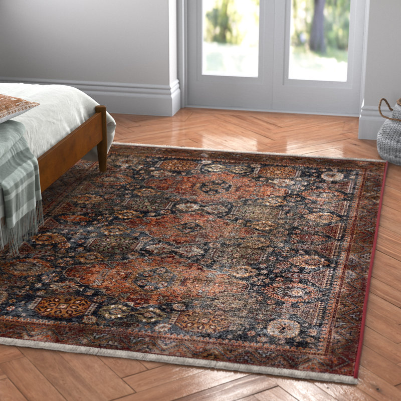 Miko Soft Power-Loomed Oriental Area Rug with Distressed Medallion by Jaipur Living, Rectangle 5' x 8'