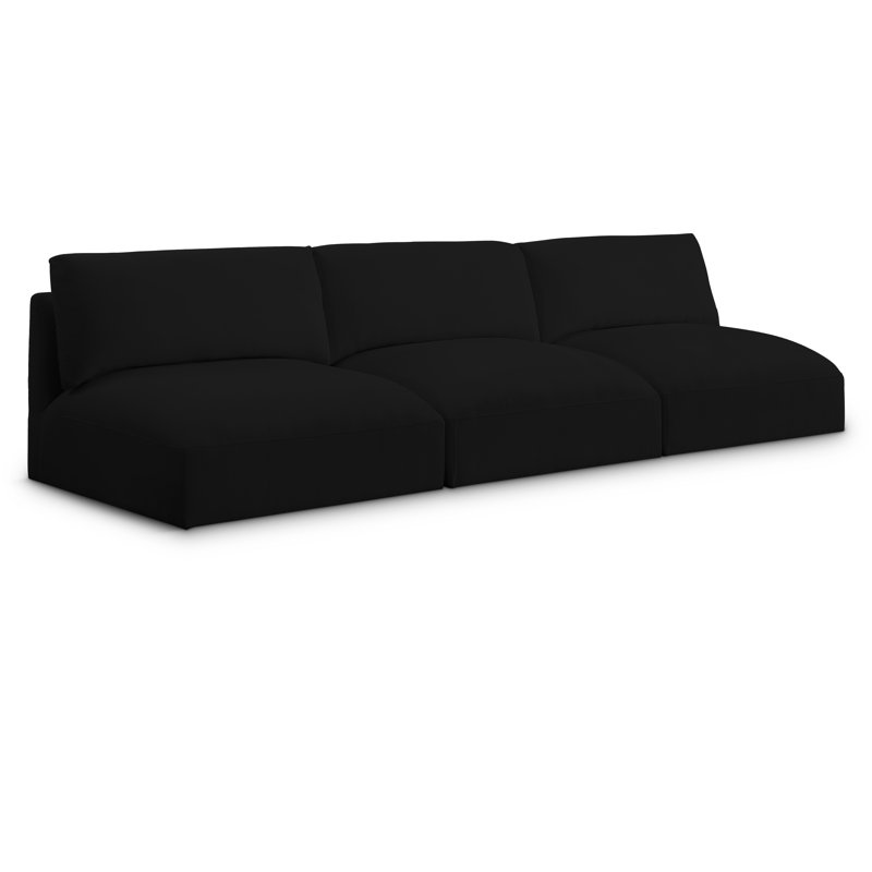 Canapé modulaire à bras carré Hoswell, Tissu de polyester noir