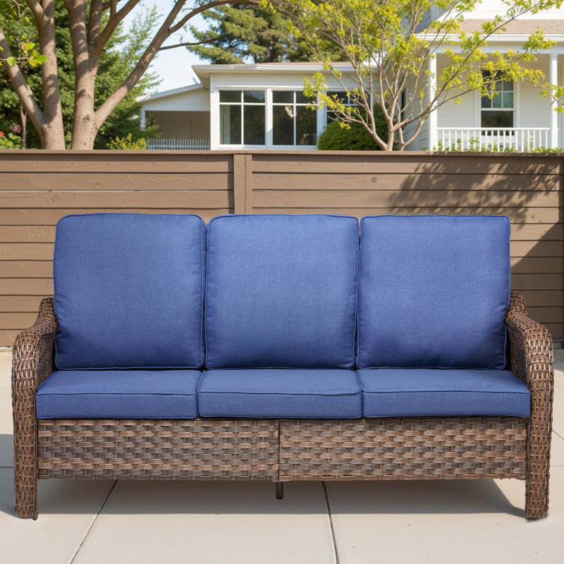 70,9 "extérieur 3 sièges pe bleu coussins rouille - Structure et mobilier de soutien ergonomique profond pour la détente