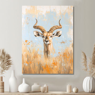 African Antelope Spiral Horns IV - Animals Metal Wall Art, Antelope Metal Print
