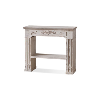 Beige Solid Wood Freestanding Fireplace