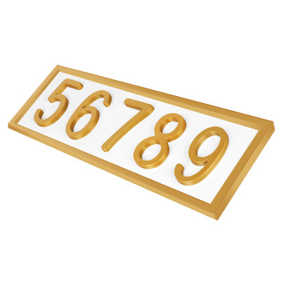 Royal Shade Flush Mount Horizontal AFramed Aluminum Address Plaque – Customized 3/4/5-Digit House Numbers for Stylish Indoor and Outdoor Spaces