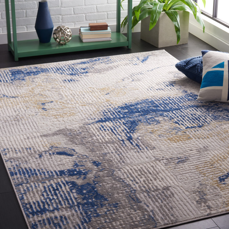 Tapis beige / bleu Palma 350, Rectangle 8 pi x 10 pi