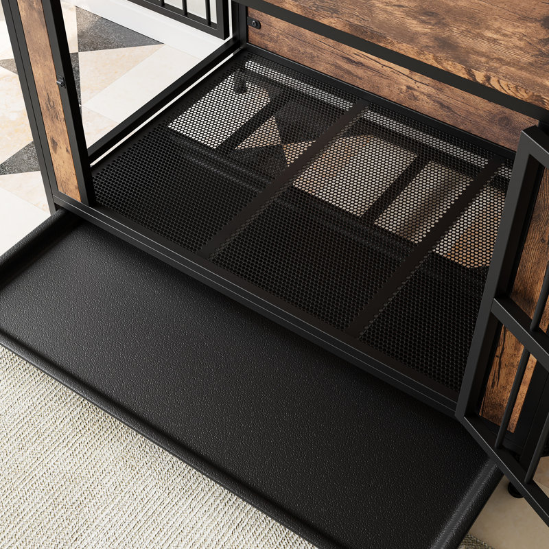 Cage décorative rustique pour animaux de compagnie, cage pour chien 38,9 po avec 2 portes coulissantes et cadre en fer épais