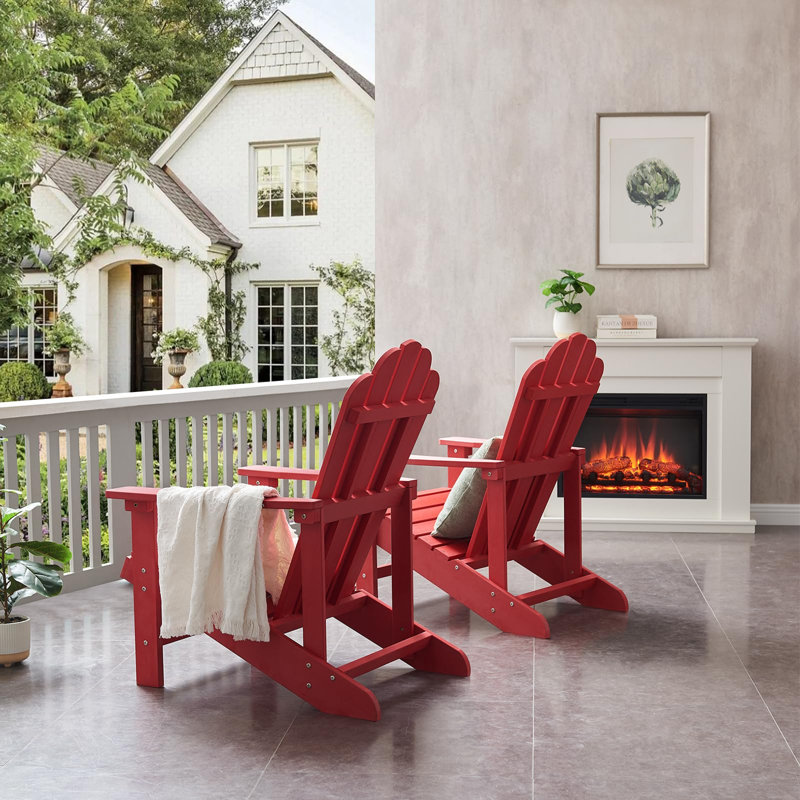 Adirondack Chair, Outdoor Oversized Patio Chair Fire Pits Chair,Red, Red