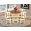 L'ensemble de mobilier de salle à manger 3 pièces comprend une table de salle à manger ronde avec feuilles et tablettes Dropleaf et 2 chaises rembourrées en similicuir, noir et cerise-122912111-133045369-133045372