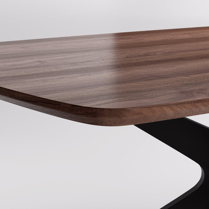 Table de salle à manger 69,3 "à piédestal rectangulaire avec structure en métal pour 4 à 6 personnes, Noyer