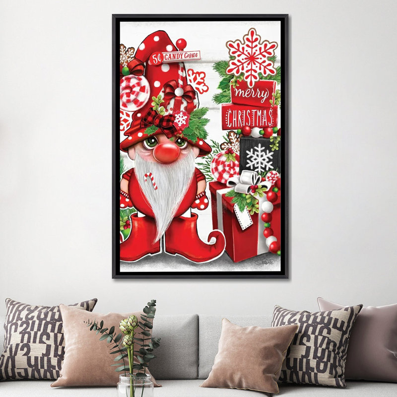 Peppermint Gnome - reproduction d'art murale - toile encadrée, H 60 po x l 40 po, Reproduction encadrée sans passe-partout
