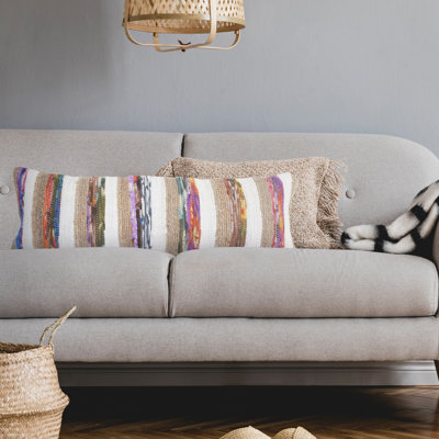 Coussin lombaire coloré à rayures Chindi fait à la main