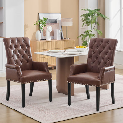 Amdad Tufted Upholstered Fabric Dining Chair with Solid legs