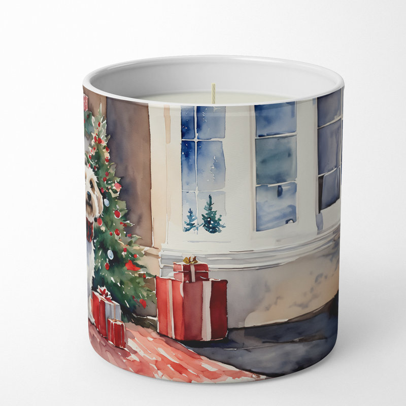 Bougie de Noël parfumée avec support en céramique