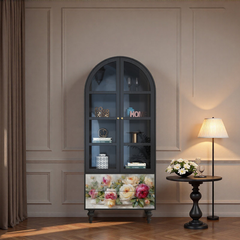 Vitrine en bois massif Floral