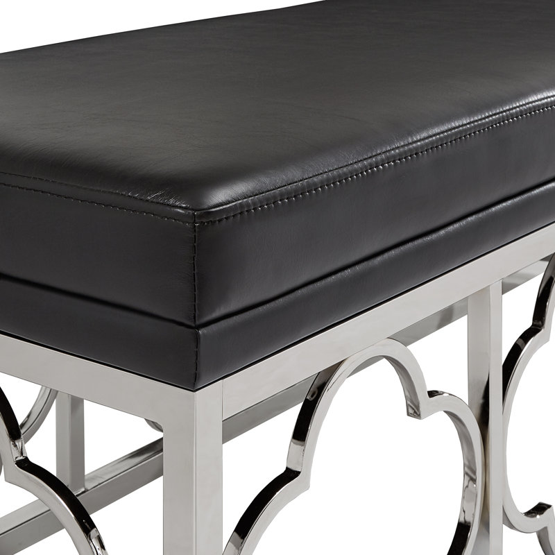 Banc en similicuir Hayes, Noir