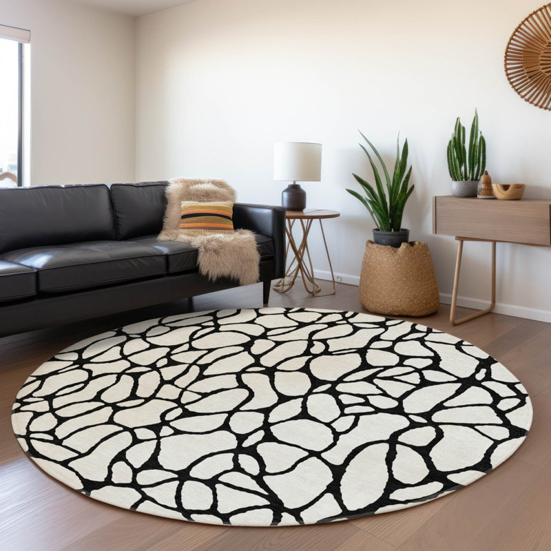 Tapis intérieur / extérieur ivoire Elowira , 8 pi x 8 pi