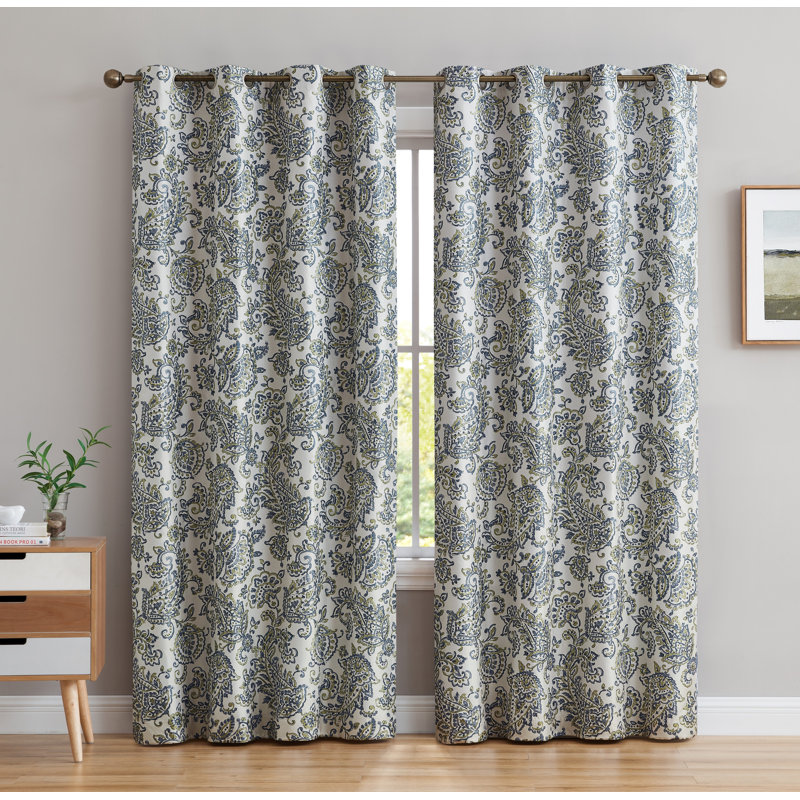 Lovelle Silk Curtain Pair, 52" W x 72" L, Gray/Yellow