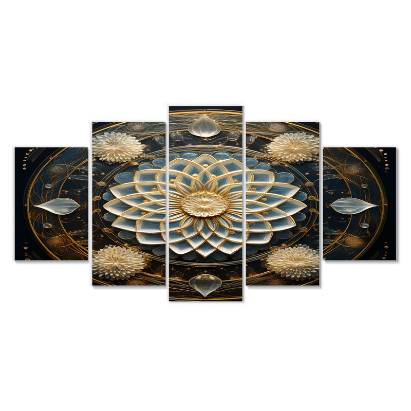 «Cosmic Flower Of Life - Boho Mandala», ensemble de 5 décorations murales, H 32 po x l 60 po