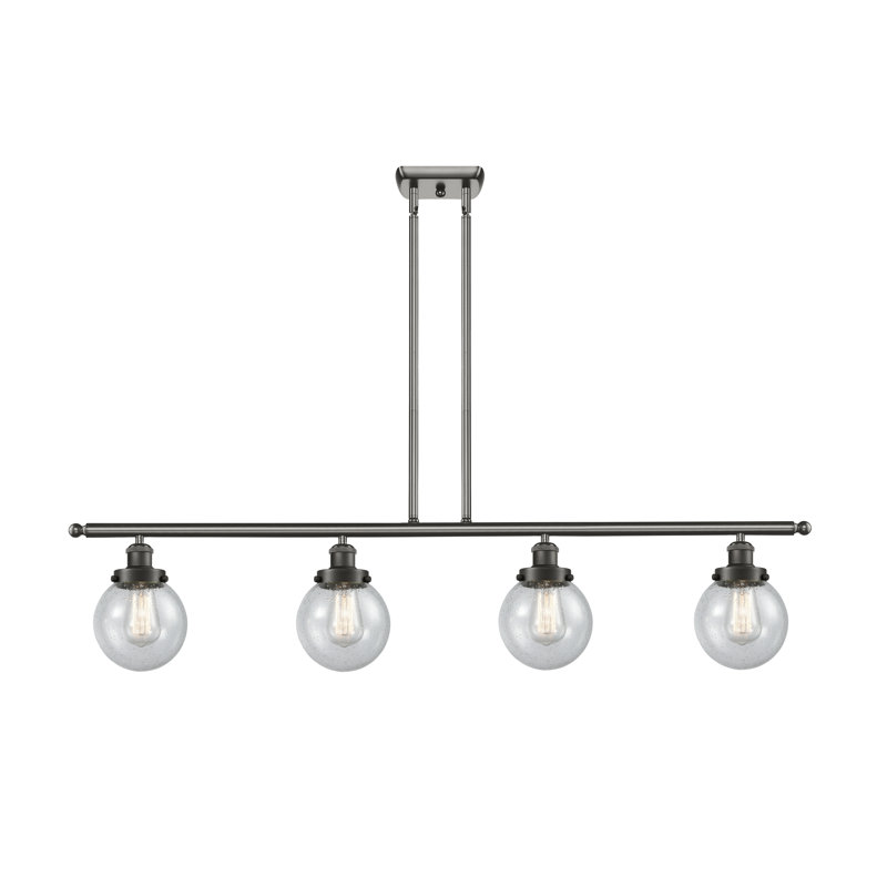 Luminaire suspendu linéaire à 4 lumières pour îlot de cuisine Chippewa, Ampoule non incluse, Grainé, Bronze huilé