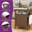 Ebern Designs Outdoor Storage Cabinet Wooden Movable Patio Table with Lockable Wheels