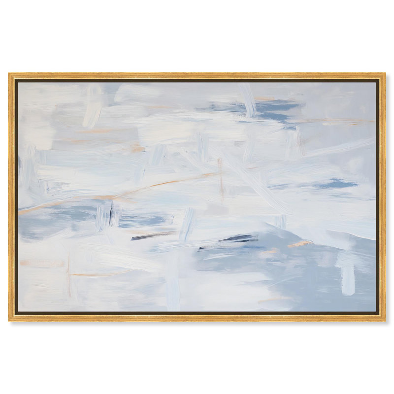 Art Remedy, toile abstraite neutre, H 3 po x l 55 po, Cadre flottant doré