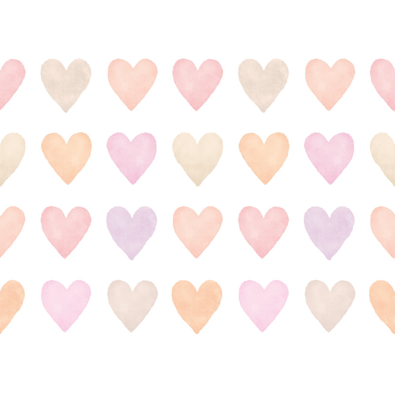 Colour My Heart Neutral Duck Egg - 3 Drop Repeatable Wall Mural, Neutral Blush