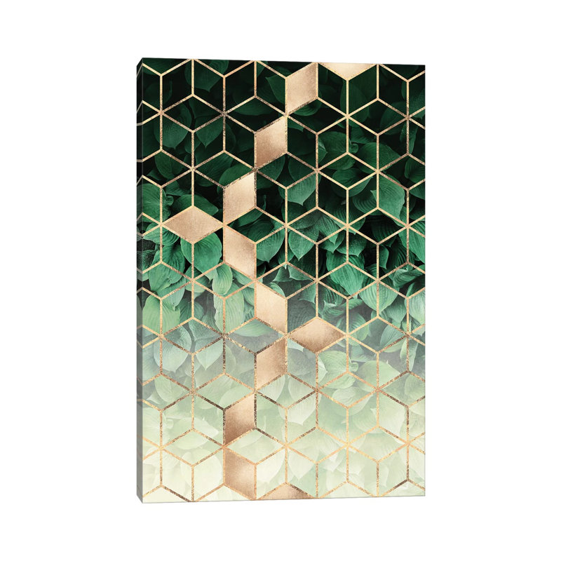 Leaves And Cubes by Elisabeth Fredriksson - Wrapped Canvas Print, 66.04 cm H x 45.72 cm W