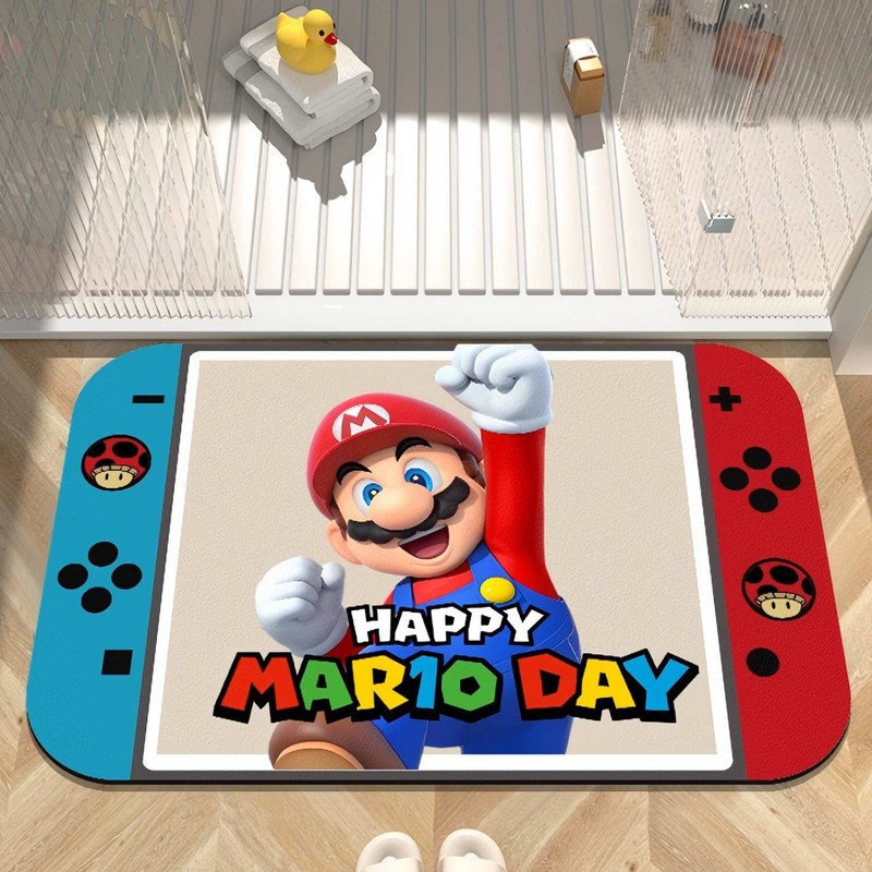 Super Mario Bath Mat Quick Dry Diatomaceous Earth Bath Mat, Absorbent Non Slip Bathroom Rug