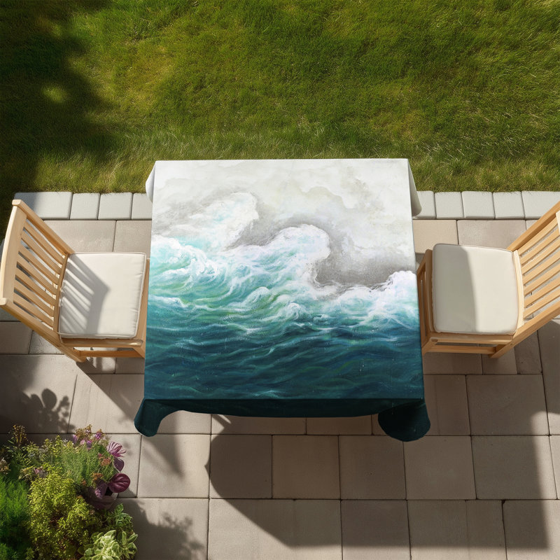 Seaside Bathroom Waves Tablecloth | Indoor Outdoor Decor
