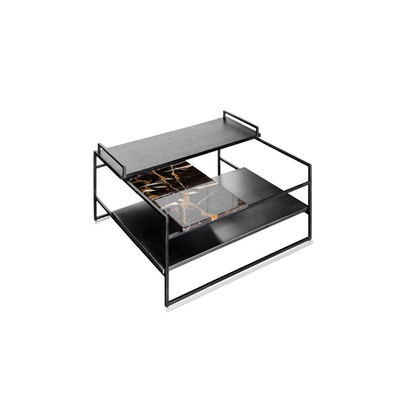Marble Coffee Table, Black, 15" H x 24" L x 24" W