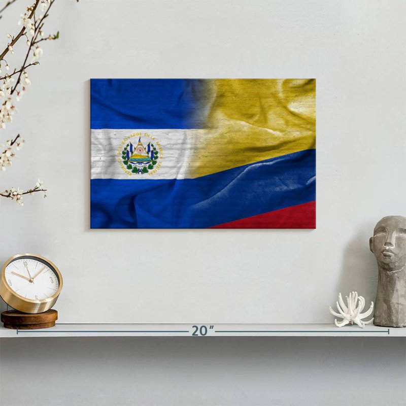 Borges El Salvador And Columbia Flags, 8" H x 12" W