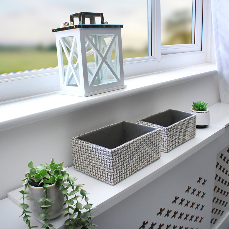 JVL Fabric Decorative Basket, Grey
