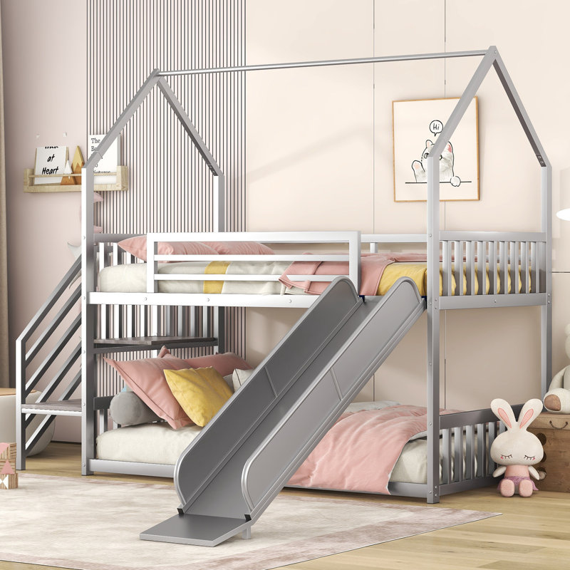 Parowan Twin Over Twin Metal Bunk Bed by Harper Orchard, Silver
