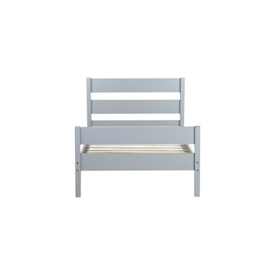 Twin Bed In Grey, Featuring Headboard And , Rubber Wood Build, Spacious Under - Storage, Easy Setup Assembly