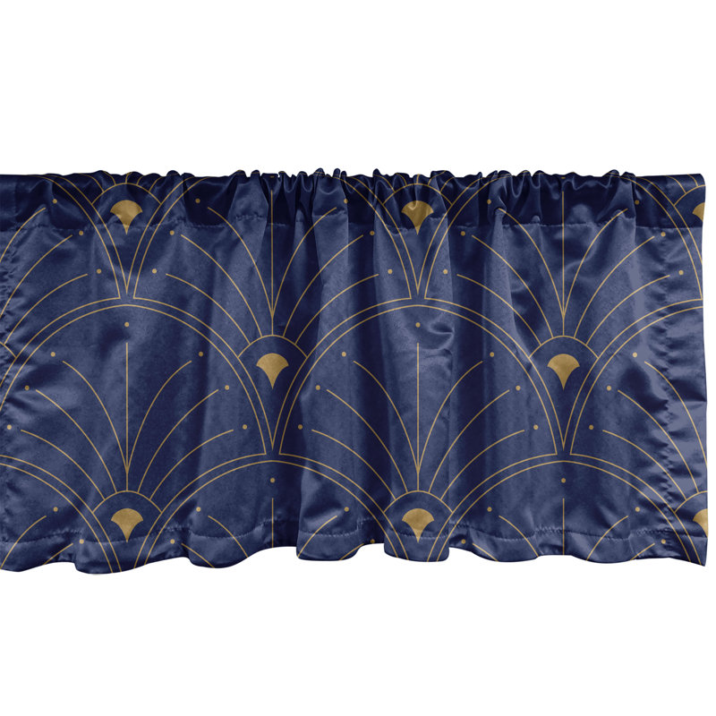 Chelzie Geometric Window Valance, 54" W x 12" L, Navy Blue Sand Brown