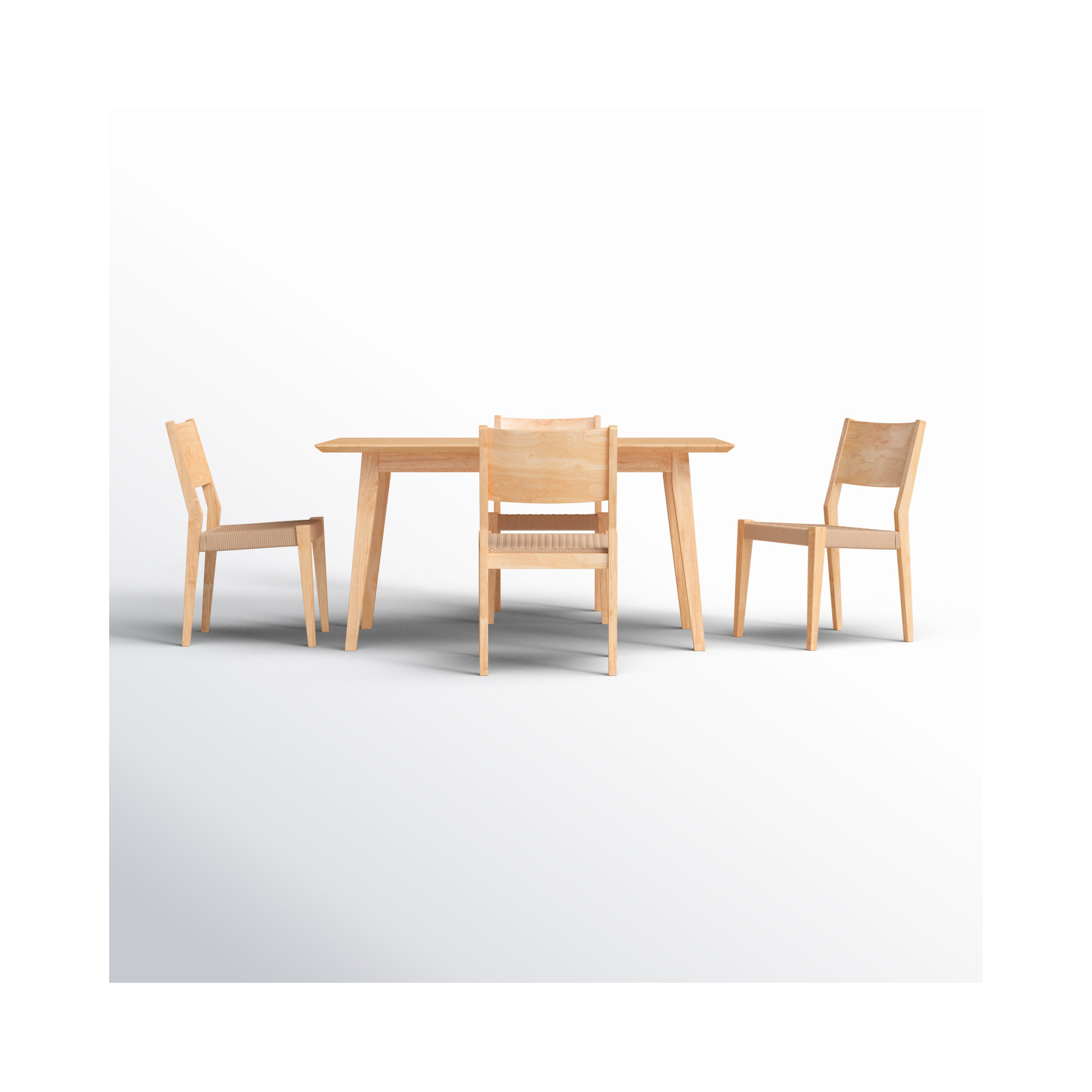 Aniek Dining Set, 5 Pieces: Table, 4 Chairs, Natural