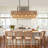 6-Light 33.46" Boho Rattan Kitchen Island Chandelier For Dining Room, Farmhouse Rectangle Chandelier Light Fixture For Bar Dining Room Living Room