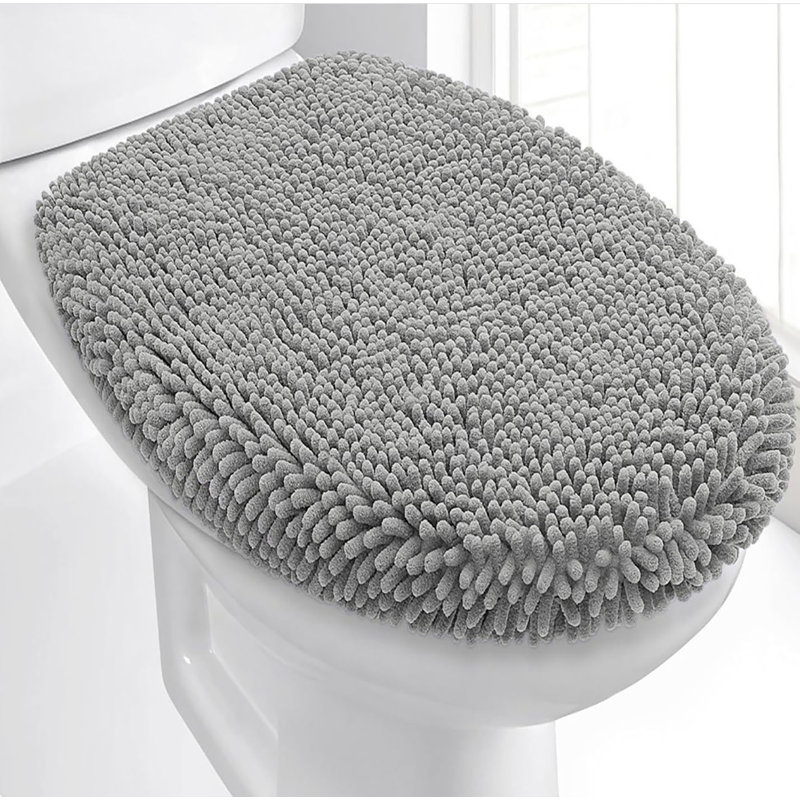 Housse de toilette en chenille 21 po x 21 po, Gris