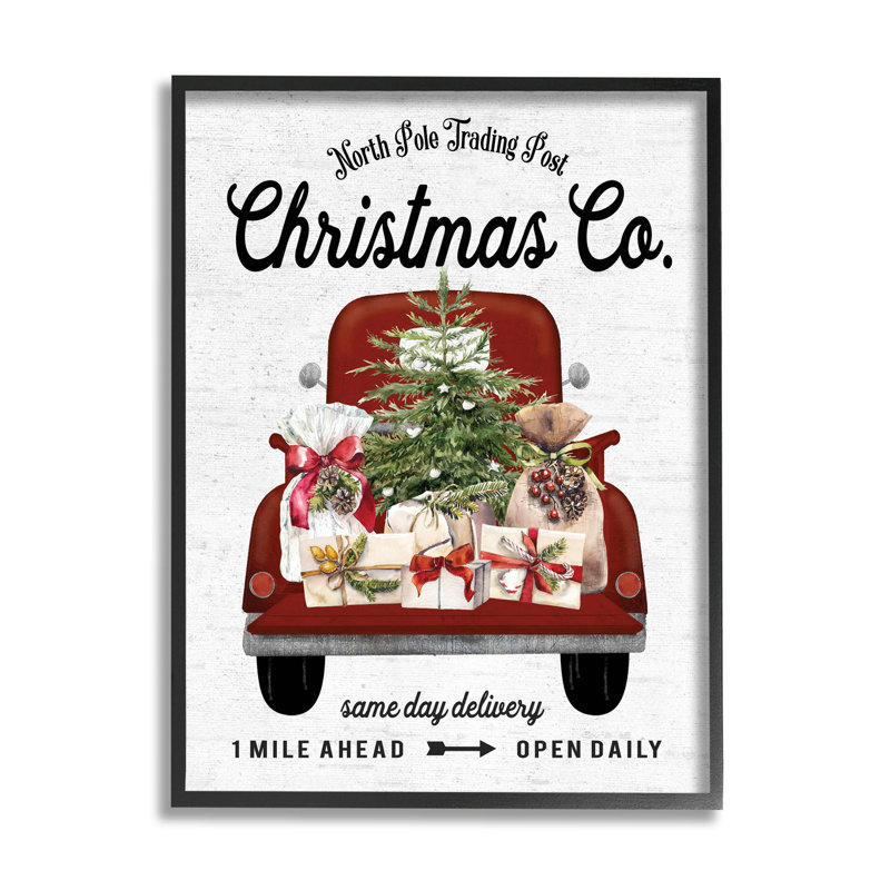 «North Pole Christmas Co. Sign» par Lettered and Lined - impression sur toile, H 14 po x l 11 po x P 1,5 po