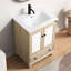 Base de meuble-lavabo en bois de 24 po de largeur, facile à assembler, sans lavabo, robinet, poignées ou dessus, charnières dissimulées réglables à six voies avec fermeture douce et portes florales à assembler,