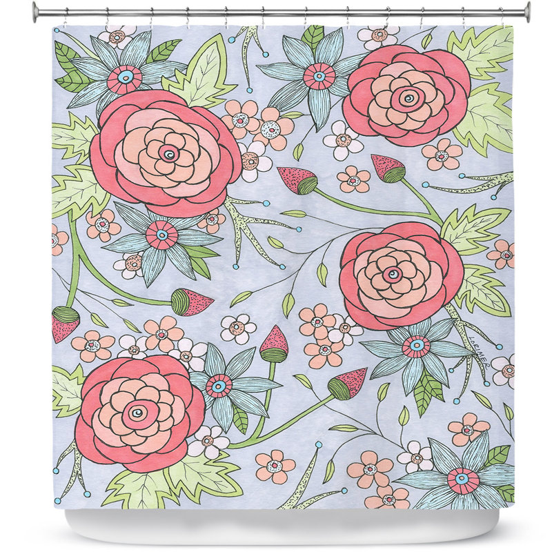 Rideau de douche simple une fois sur un rose Lozoya
