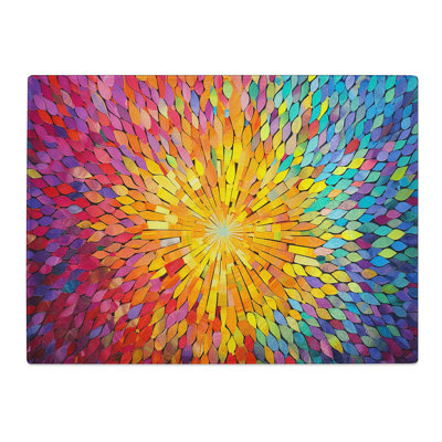 Mandala Flower Colour Field  Glass Chopping Board