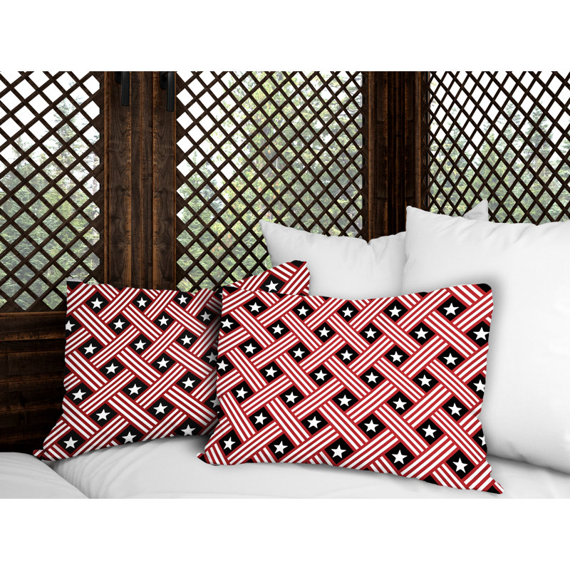 Ensemble de coussins réversibles intérieur / extérieur Star Stripe, Black, 20x14